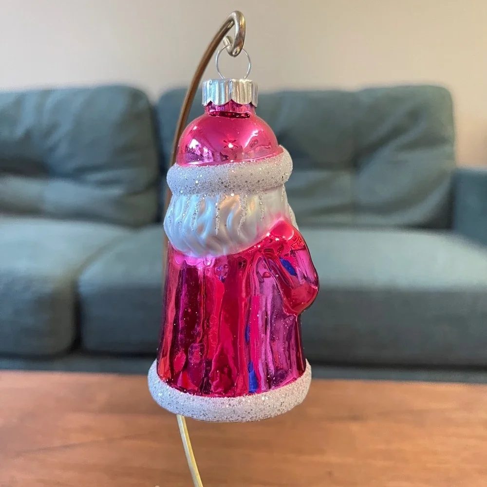 Radko‎ Shiny Brite Glitter Santa tree Ornament hot pink green